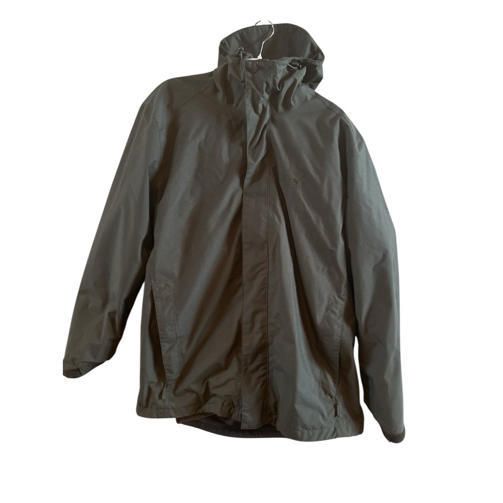 Jack Wolfskin 3In1 Performance Men's Large Grey Hooded Jacket Removable‎ Fleece